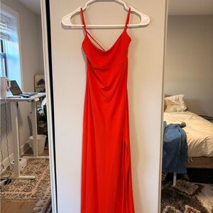 Wilfred Red Cowl-Neck Spaghetti-Strap Maxi Dress